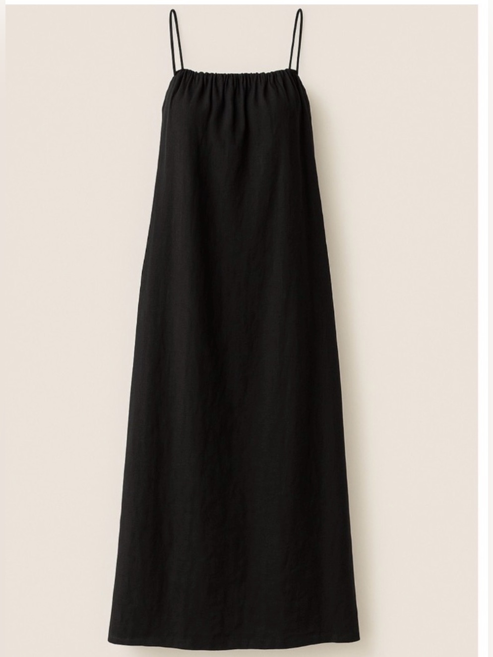 Venroy Black Gathered 100% Linen Maxi Dress
